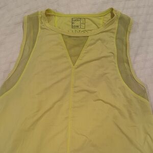 Lucky in Love Neon Yellow Mesh-Trim Athletic Tank